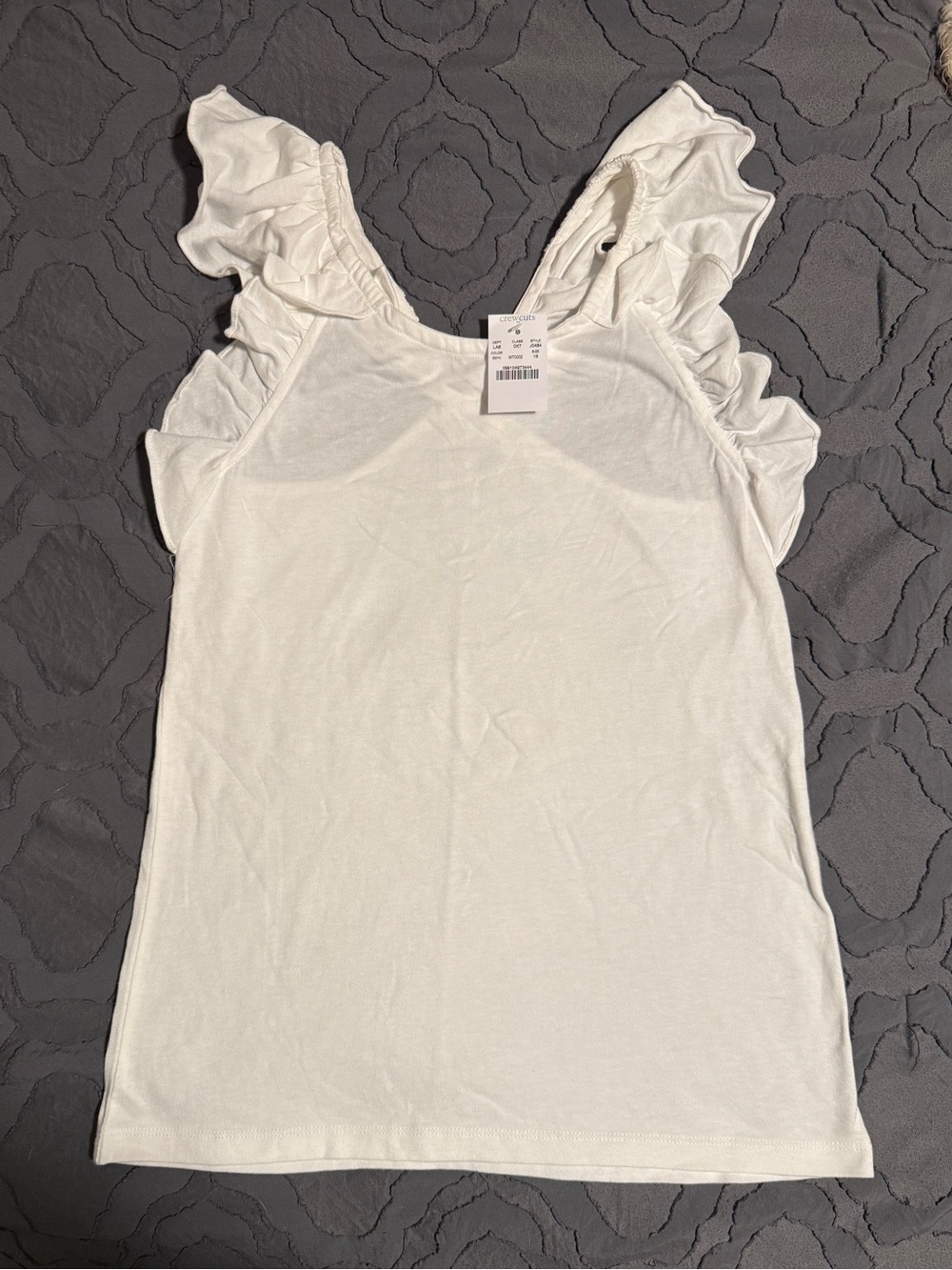 NWT Crewcuts white ruffle tank, girls size 16